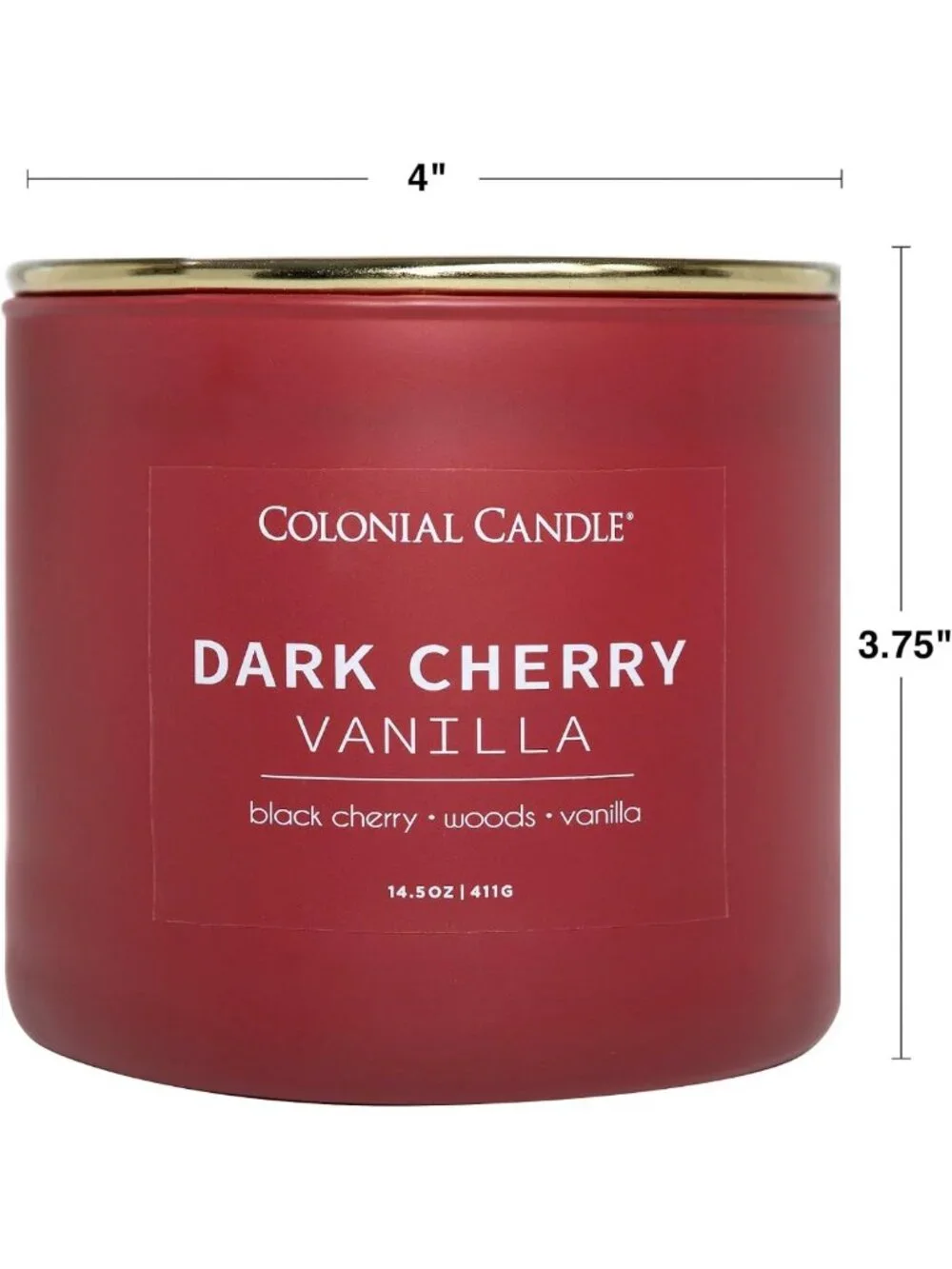 Dark Cherry Vanilla Scented Jar Candle - 3 Wick, 14.5 oz, Long-Lasting Aroma